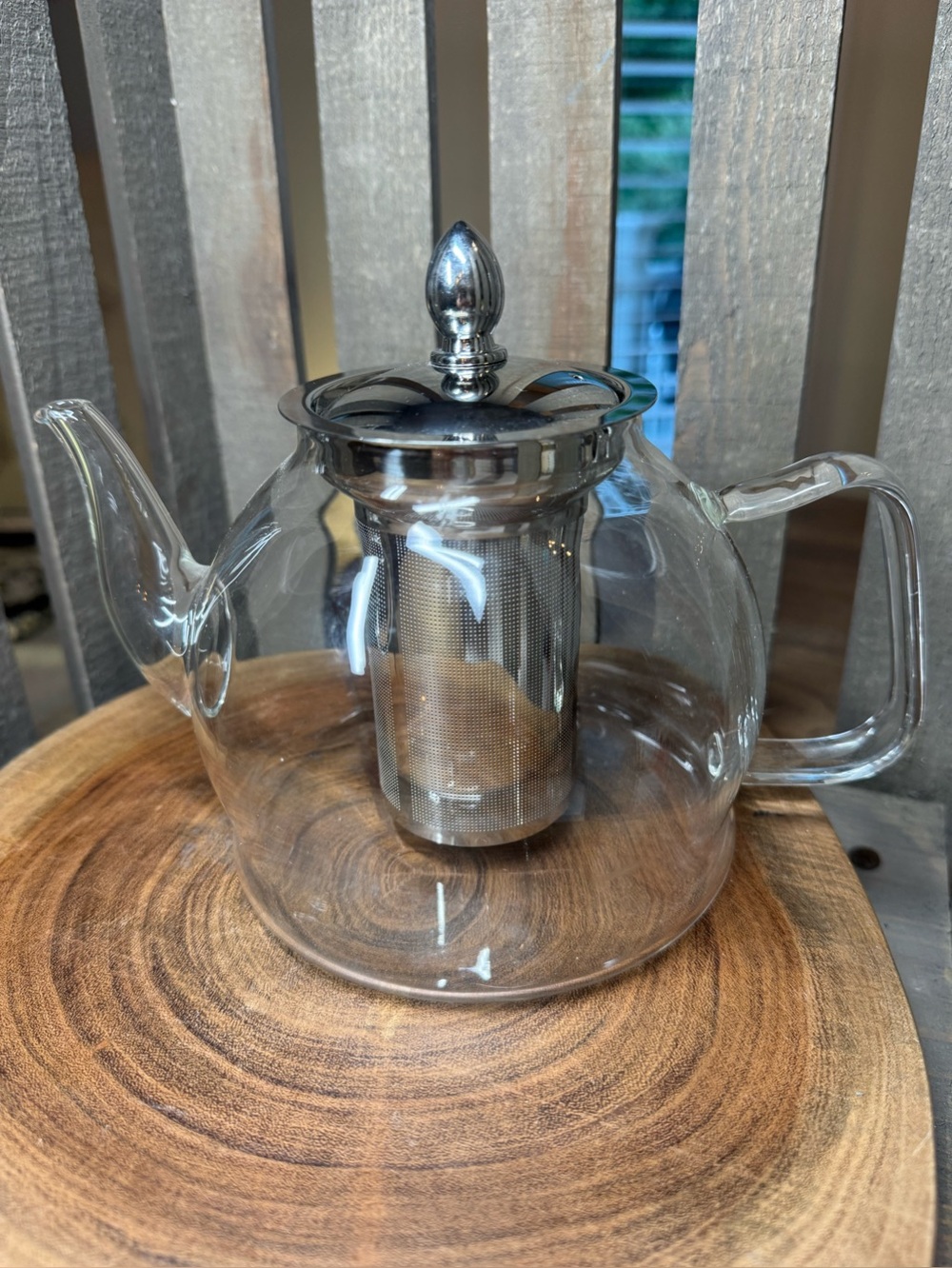 Clear Glass Teapot with Stainless Steel Infuser for Loose Leaf or Blooming Tea